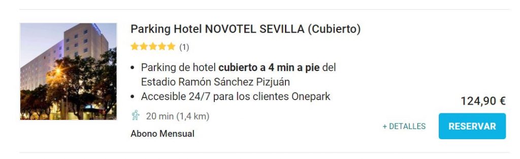 parking de hotel en Sevilla