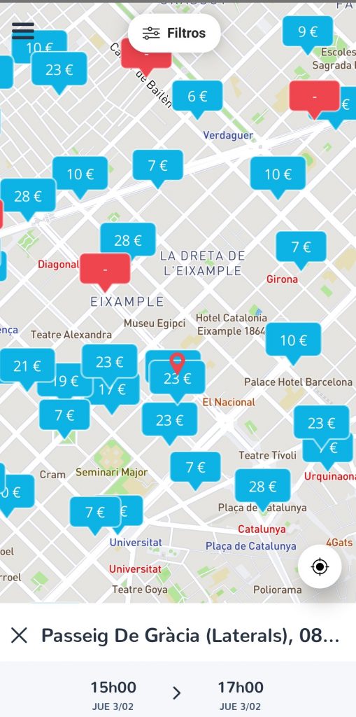 App onepark: mapa de parkings