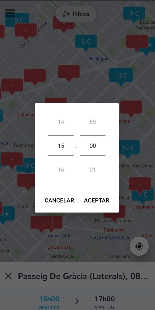 App Onepark: horario